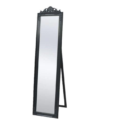 Espejo de pie rectangular con marco negro clásico