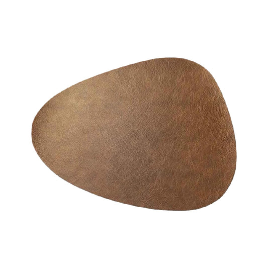 Posavasos irregular de cuero sintético color marrón